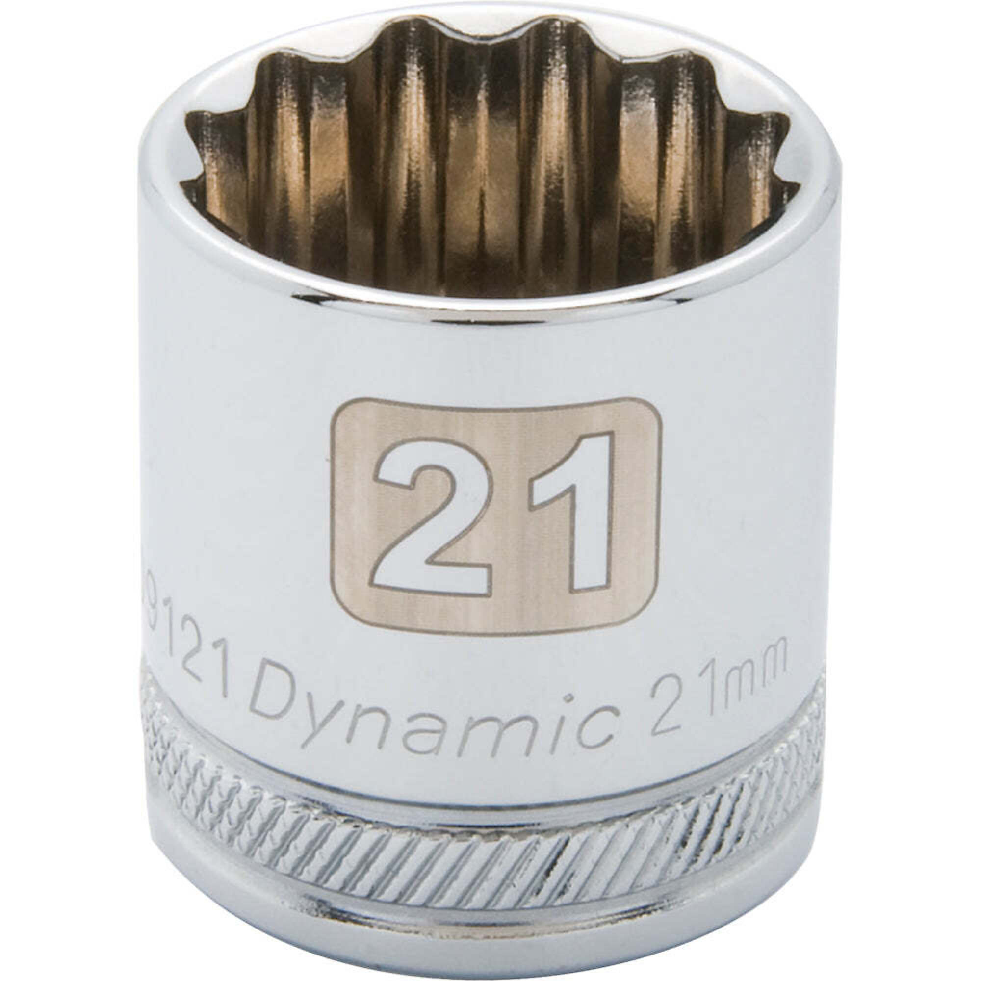 Dynamic Tools 3/8" Drive 12 Point Metric, 21mm Standard Length, Chrome Finish Socket